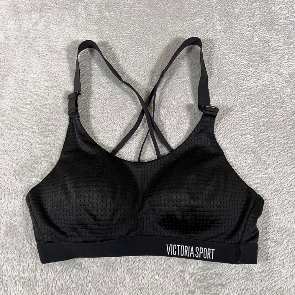 VICTORIA SPORT Black Sports Bra Criss Cross Straps Women's‎ Size 32B